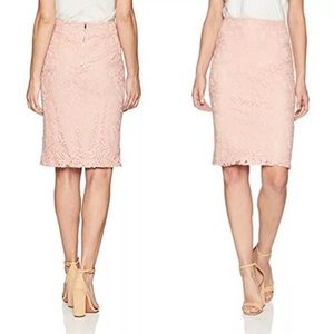 Adrianna Papell Blush Lace Pencil Skirt